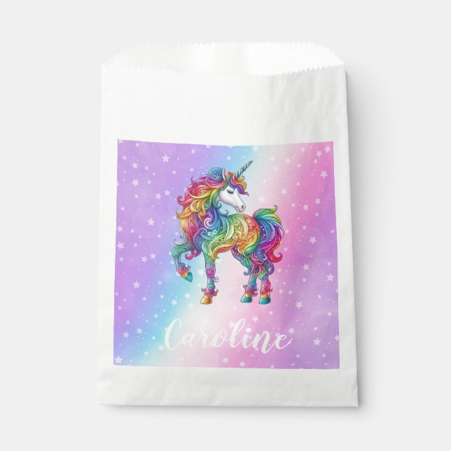 Magical colourful unicorn  favour bag (Front)