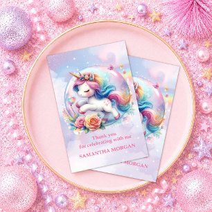 Magical Colourful Unicorn Girl Birthday Thank You Card