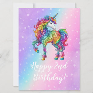 Magical colourful unicorn  holiday card