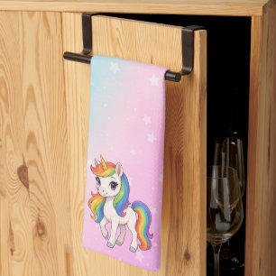 Magical colourful unicorn kitchen towel