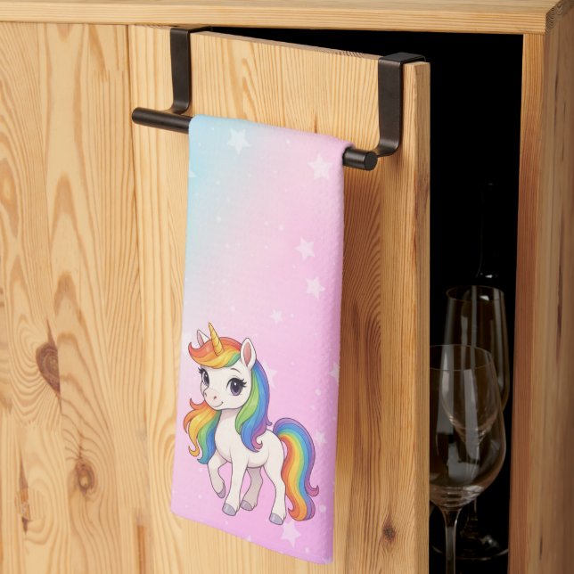 Magical colourful unicorn  kitchen towel (Thirds Fold)