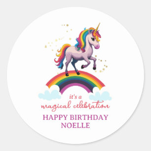 Magical Colourful Unicorn Rainbow Birthday Classic Round Sticker