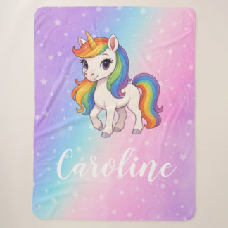 Magical colourful unicorn  sherpa blanket