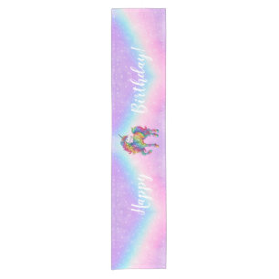 Magical colourful unicorn short table runner