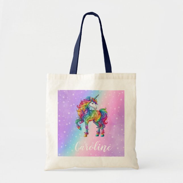Magical colourful unicorn  tote bag (Front)