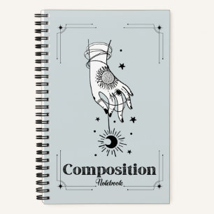Magical Cosmic Hand and Crescent Moon Notebook