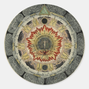 Magical Cosmic Rose Mandala Round Stickers