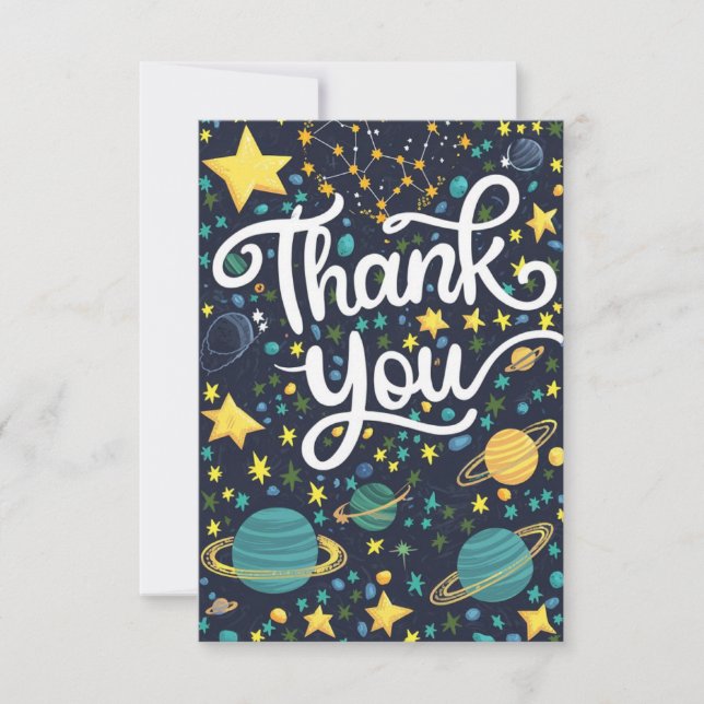 Magical Cosmic Stars Celestial Thank You Card (Front)