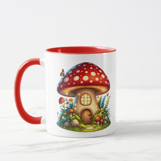 Magical Cottage Mushroom House Mug (Left)