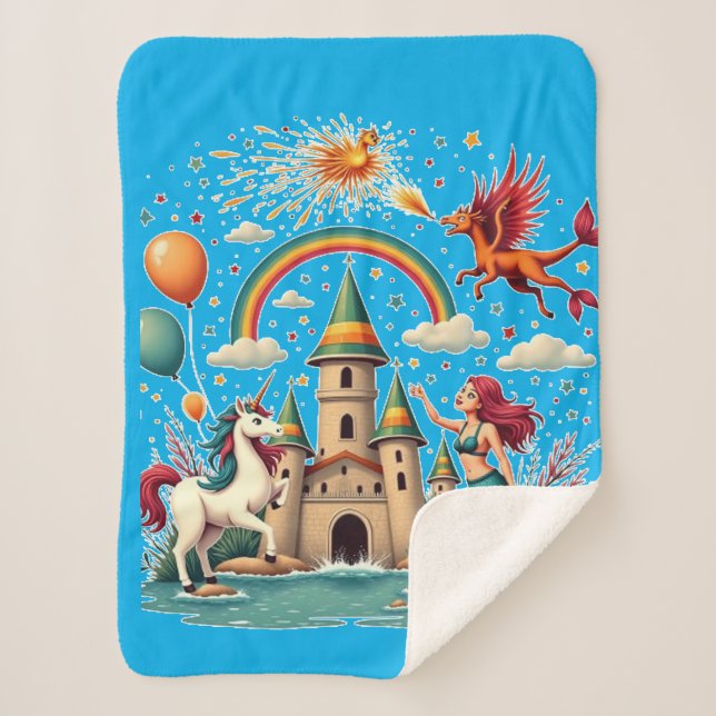 Magical Creatures in Harmony Sherpa Blanket (Front)