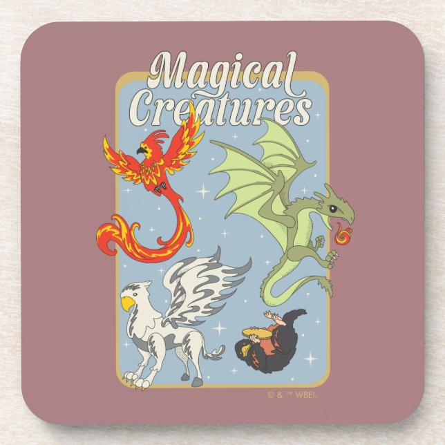 Magical Creatures Vintage Graphic Coaster (Front)