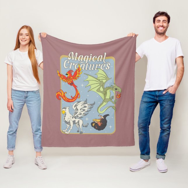 Magical Creatures Vintage Graphic Fleece Blanket (In Situ)