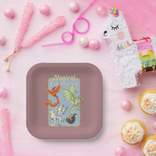 Magical Creatures Vintage Graphic Paper Plate