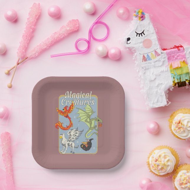 Magical Creatures Vintage Graphic Paper Plate (Party)