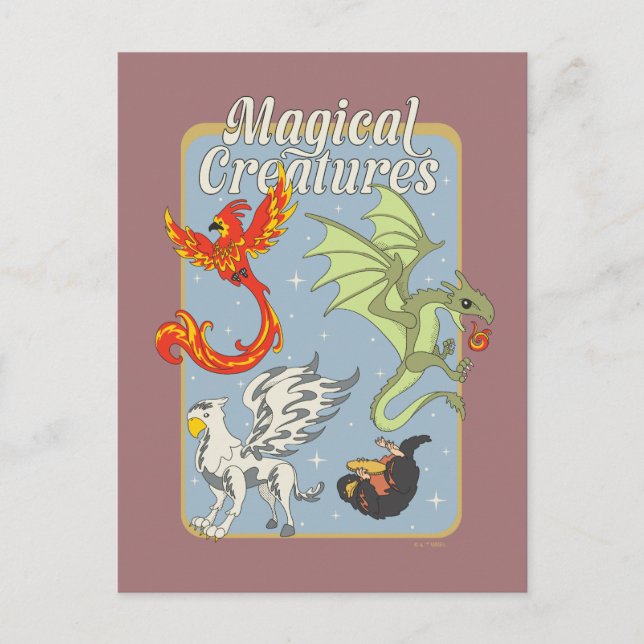 Magical Creatures Vintage Graphic Postcard (Front)
