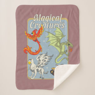 Magical Creatures Vintage Graphic Sherpa Blanket