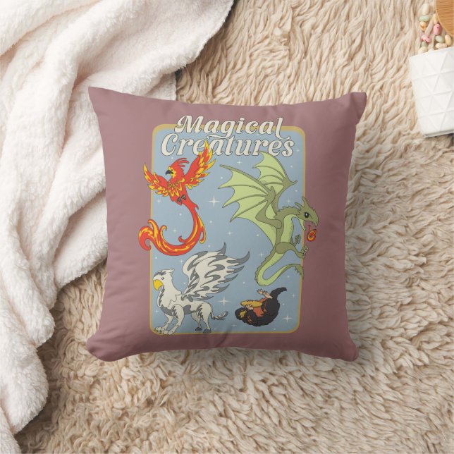 Magical Creatures Vintage Graphic Throw Pillow (Blanket)
