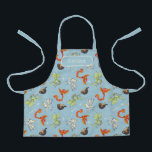 Magical Creatures Vintage Pattern Apron<br><div class="desc">Bring the wonder of magical creatures to life with this vibrant all-over pattern design. Featuring soaring phoenixes, proud hippogriffs, playful dragons, and other enchanting beasts, this lively print captures the excitement and adventure of the wizarding world. Set against a soft sky-blue background with twinkling star accents, the colorful illustrations create...</div>