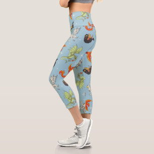 Magical Creatures Vintage Pattern Capri Leggings