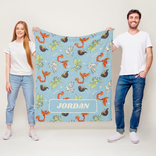 Magical Creatures Vintage Pattern Fleece Blanket (In Situ)