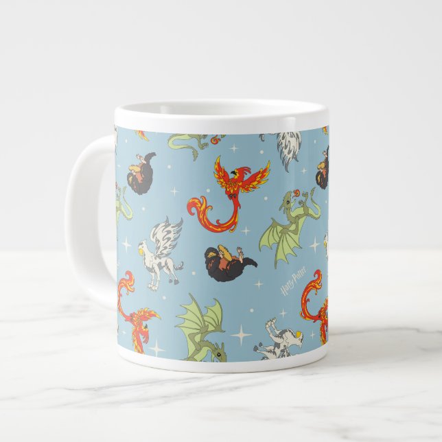 Magical Creatures Vintage Pattern Large Coffee Mug (Front Left)