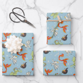 Magical Creatures Vintage Pattern Wrapping Paper Sheet