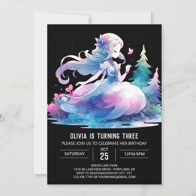 Magical Crown Princess Birthday Invitation (Front)