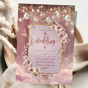 Magical Crystal Drops Gold Accent Wedding Invitation