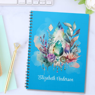 Magical Crystals Dreamcatcher Aqua Notebook