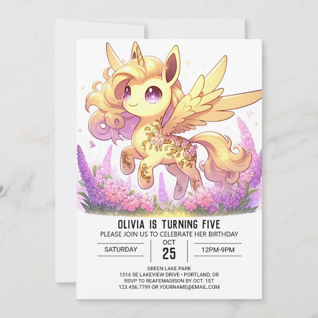 Magical Custom Unicorn Digital Birthday Invitation (Front)