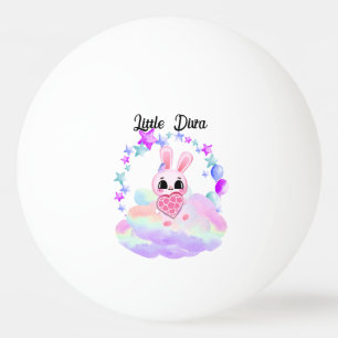 Magical Cute Bunny with Pink Heart Ping Pong Ball