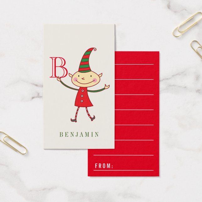 Magical Cute Christmas Elf Holiday DIY Gift Tag (Office)