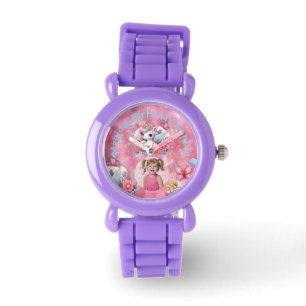 Magical Cute Floral Unicorn Photo Birthday Gift Watch