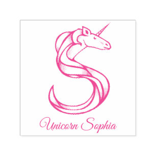 Magical Cute Monogram S Custom Unicorn Sophia Self-inking Stamp