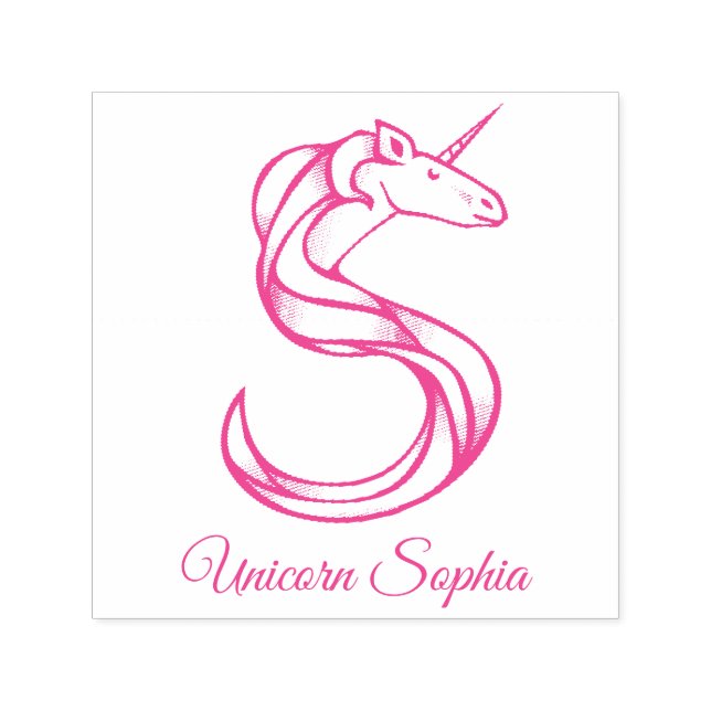 Magical Cute Monogram S Custom Unicorn Sophia Self-inking Stamp (Design)