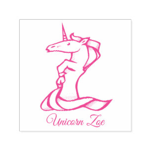 Magical Cute Monogram Z Unicorn Zoe or Your Text Self-inking Stamp
