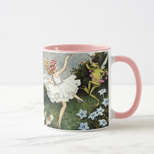 Magical Dancing Fairy and Frog Two-Tone coffee mug (Right)