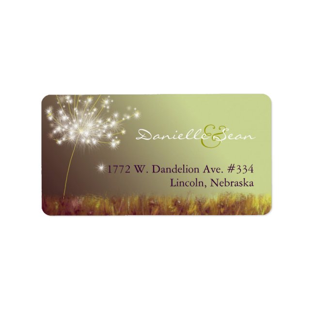 Magical Dandelion Wedding Address Label (Front)