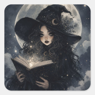 magical dark academia witchy design     square sticker