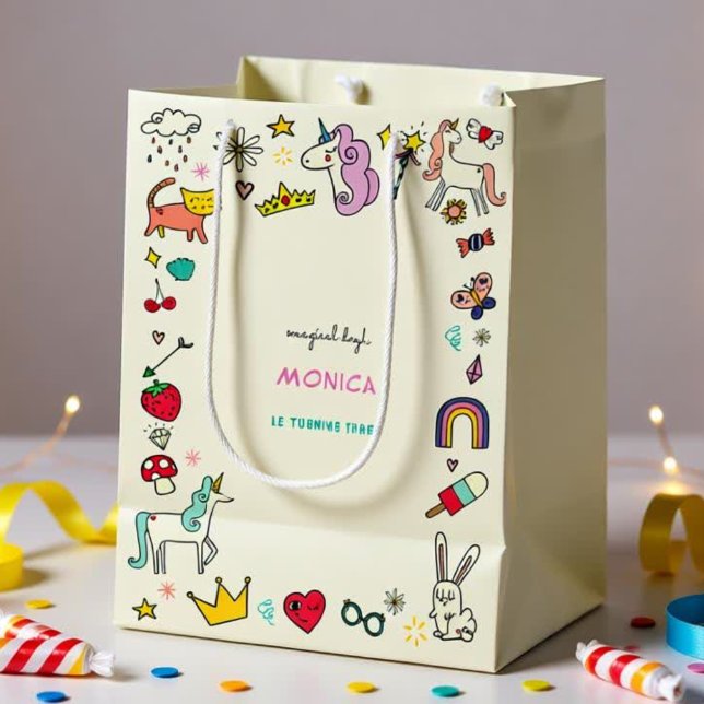 Magical day magic unicorns kids birthday medium gift bag (Creator Uploaded)