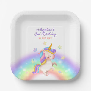 Magical Day Rainbow Stars Unicorn Birthday Paper Plate