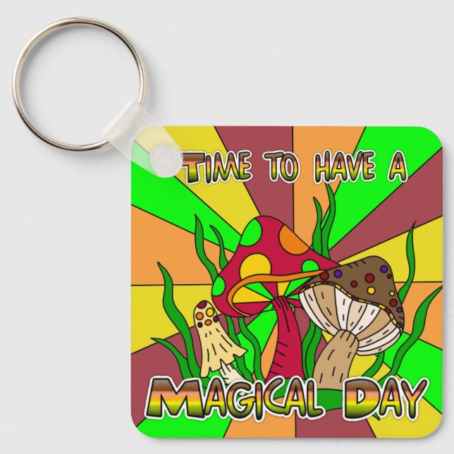 Magical Day | Retro Magic Mushrooms Keychain (Front)