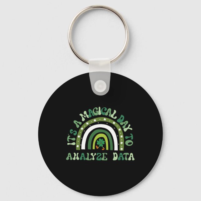 Magical Day To Analyze Data Groovy St Patricks Day Keychain (Front)