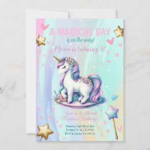 Magical day Unicorn Birthday Party Invitation 