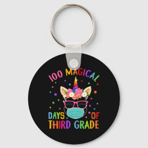 Magical Days Of Third Grade School Unicorn Mask Gi Keychain