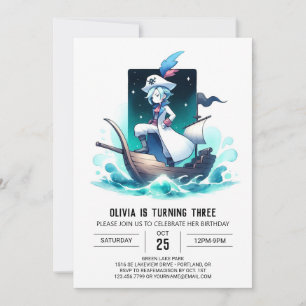 Magical Digital Cute Pirate Birthday Invitation
