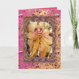 Magical Doll and Bow Victorian Christmas Holiday Card
