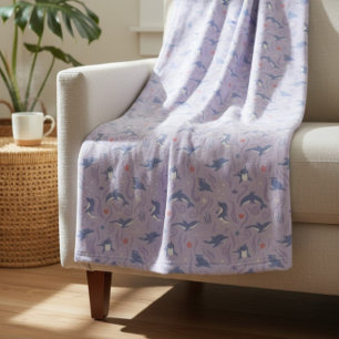 Magical Dolphin Nursery, Whimsical Underwater Deco Fleece Blanket