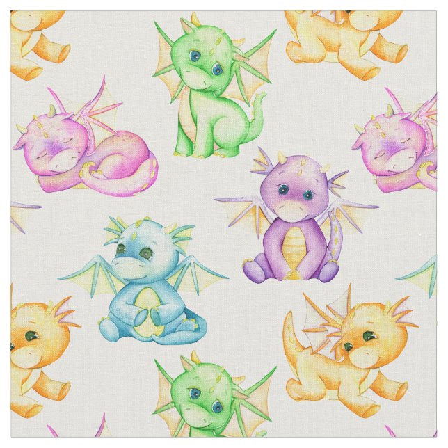 Magical Dragon Dreams Baby Shower Fabric (Close Up)