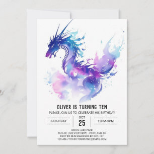 Magical Dragon Fantasy Birthday Invitation